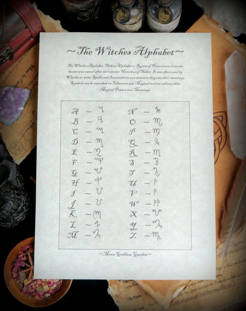The Witches Alphabet ~Theban Script Leaflet~