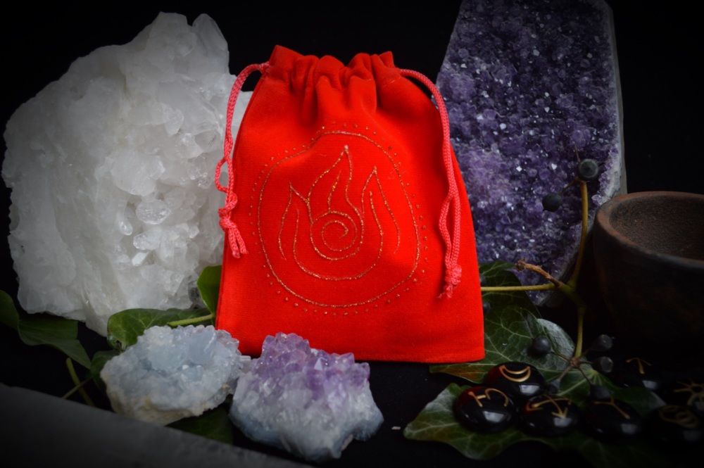 Spell Bag Fire Element Rune Crystal storage pouch