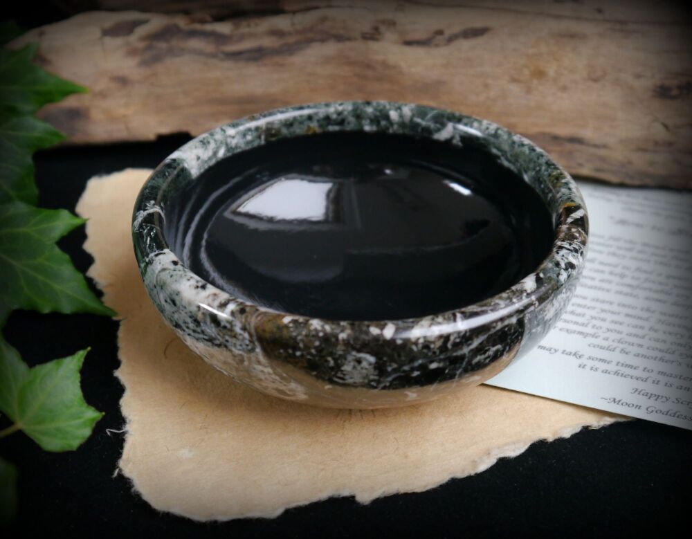 Black Marble Scrying Bowl Witch Pagan Wicca witchcraft Divination S3