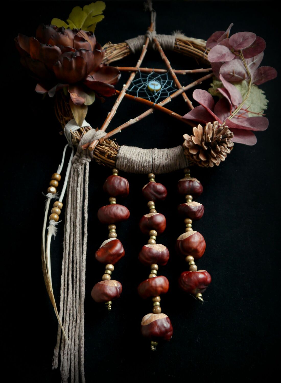 *Witches Pentacle Autumn Wreath Dream Catcher Samhain Decoration Horse Ches