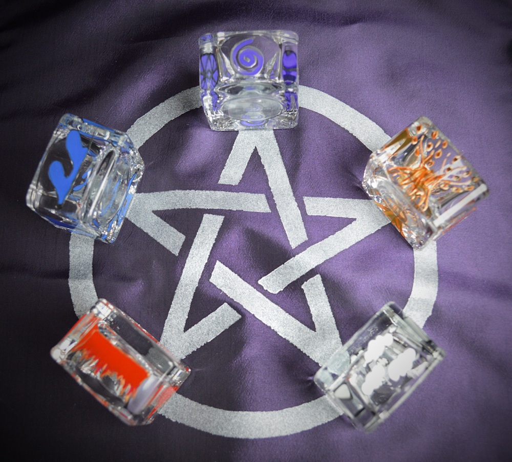 Elemental offering bowl set Earth, Air, Fire, Water, Ether
