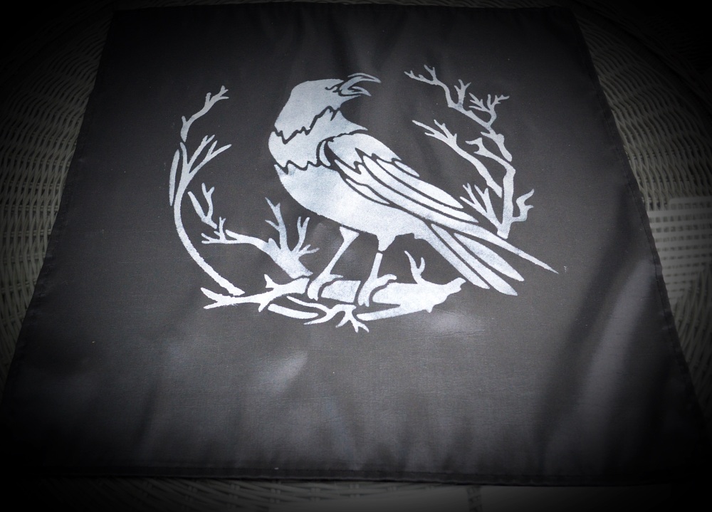 Black Altar Cloth with Raven and Moon