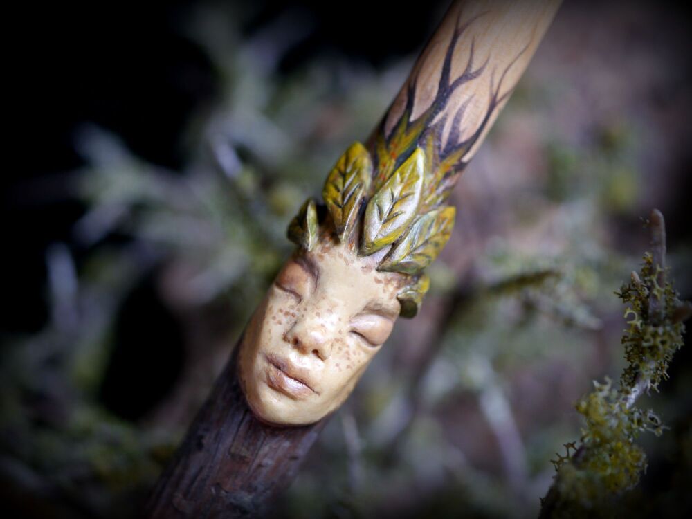 *Alder Wood Wand Woodland Forest Nymph Wicca Pagan Altar witches Gift Hand Carved Wooden Wand Fairy Spell Magic