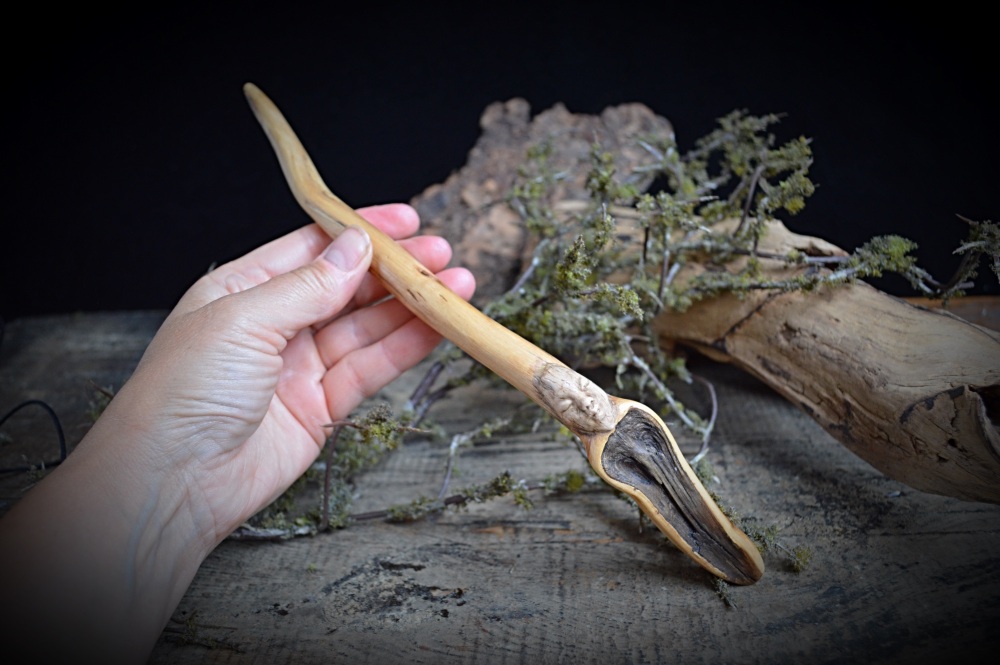 *Ivy Wood Wand Woodland Forest Nymph Wicca Pagan Altar witches Gift Hand Carved Wooden Wand Fairy Spell Magic