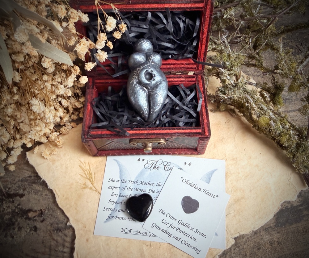 Crone Goddess Obsidian heart Crystal