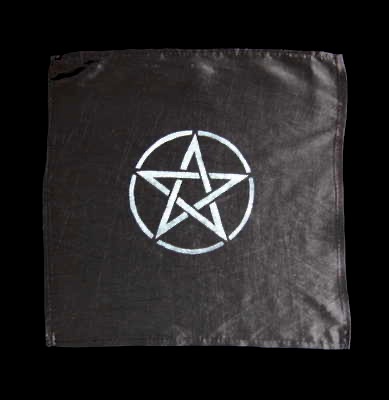 Small Black Altar Cloth with Pentacle design
