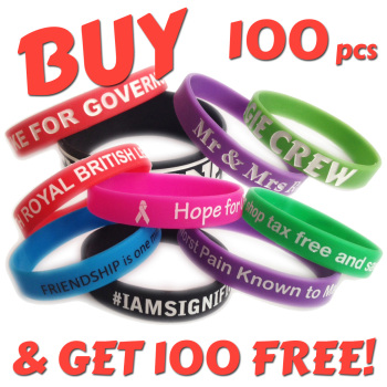 12mm Wristbands x 100 pcs + 100 Free!