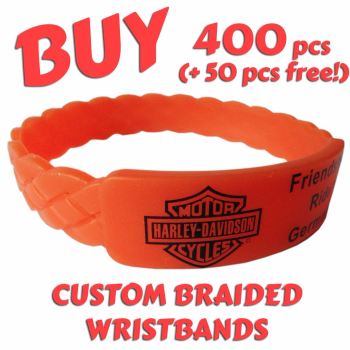 Braided Silicone Wristbands x 400 pcs (EXCLUSIVE DESIGN!)