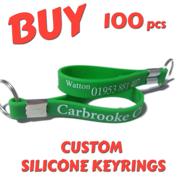 Custom Printed Silicone Keyring x 100 pcs