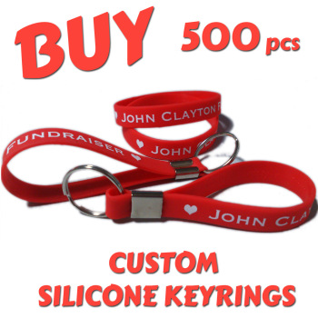 Custom Printed Silicone Keyring x 500 pcs