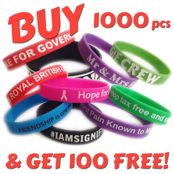 12mm Wristbands x 1000 pcs + 100 Free!