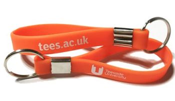 Teesside University Custom Printed Silicone Keyrings by Promo-Bands.co.uk