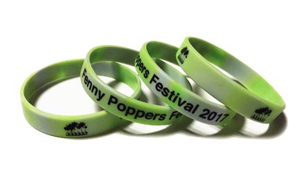 Fenny Poppers Festival 2017 Custom Printed Swirled Silicone Wristbands by P