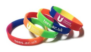 Teesside University LGBT Rainbow Wristbands by Promo-Bands.co.uk