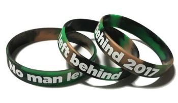 No Man Left Behind - Custom Printed Camo Style Army Wristbands by Promo-Ban