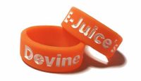 Devine E-Juices 2 - Custom Printed Debossed Orange Vape Bands by Promo-Band