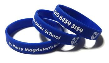 St Mary Custom Printed Silicone Wristands by www.promo-bands.co.uk