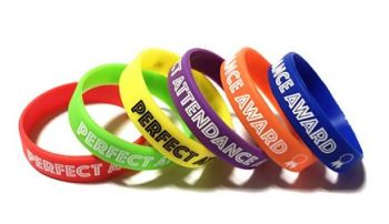 Perfect Attendance - Custom Printed Silicone Wristands by www.promo-bands.c