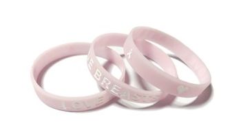 LOVE BREASTS - Custom Printed Deboss and Infill Silicone Wristbands by Prom