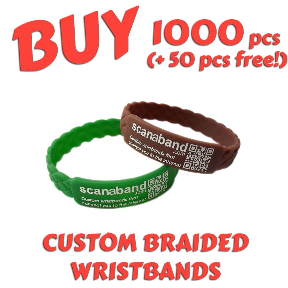 Braided Silicone Wristbands x 1000 pcs (EXCLUSIVE DESIGN!)