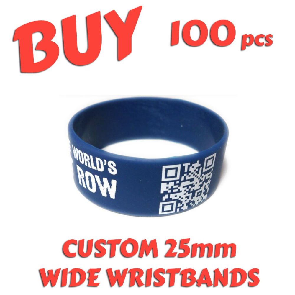 M1) Custom Printed 25mm Wristbands x 100 pcs