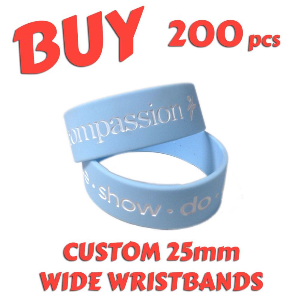 M2) Custom Printed 25mm Wristbands x 200 pcs