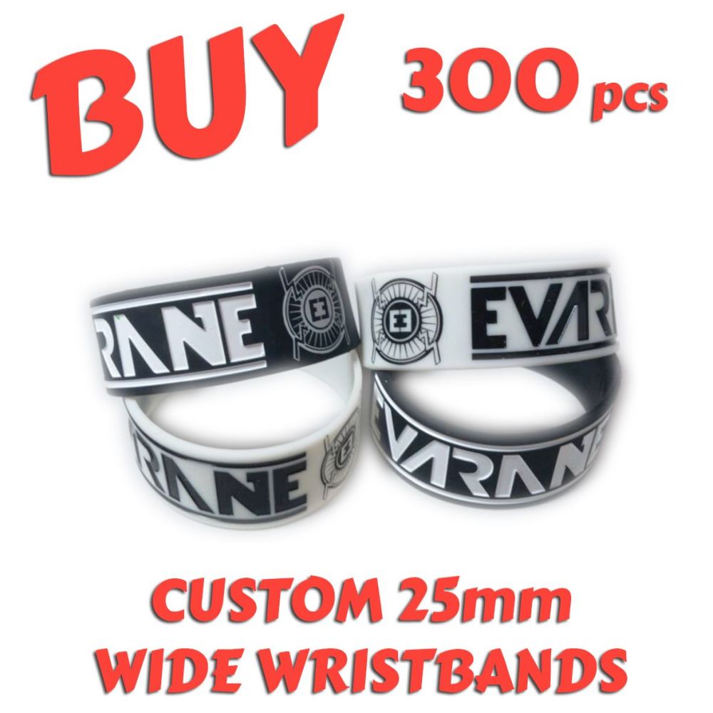M3) Custom Printed 25mm Wristbands x 300 pcs