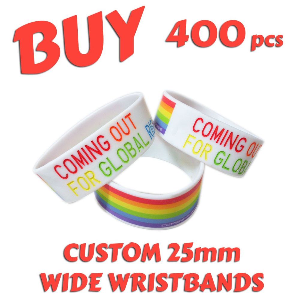 M4) Custom Printed 25mm Wristbands x 400 pcs