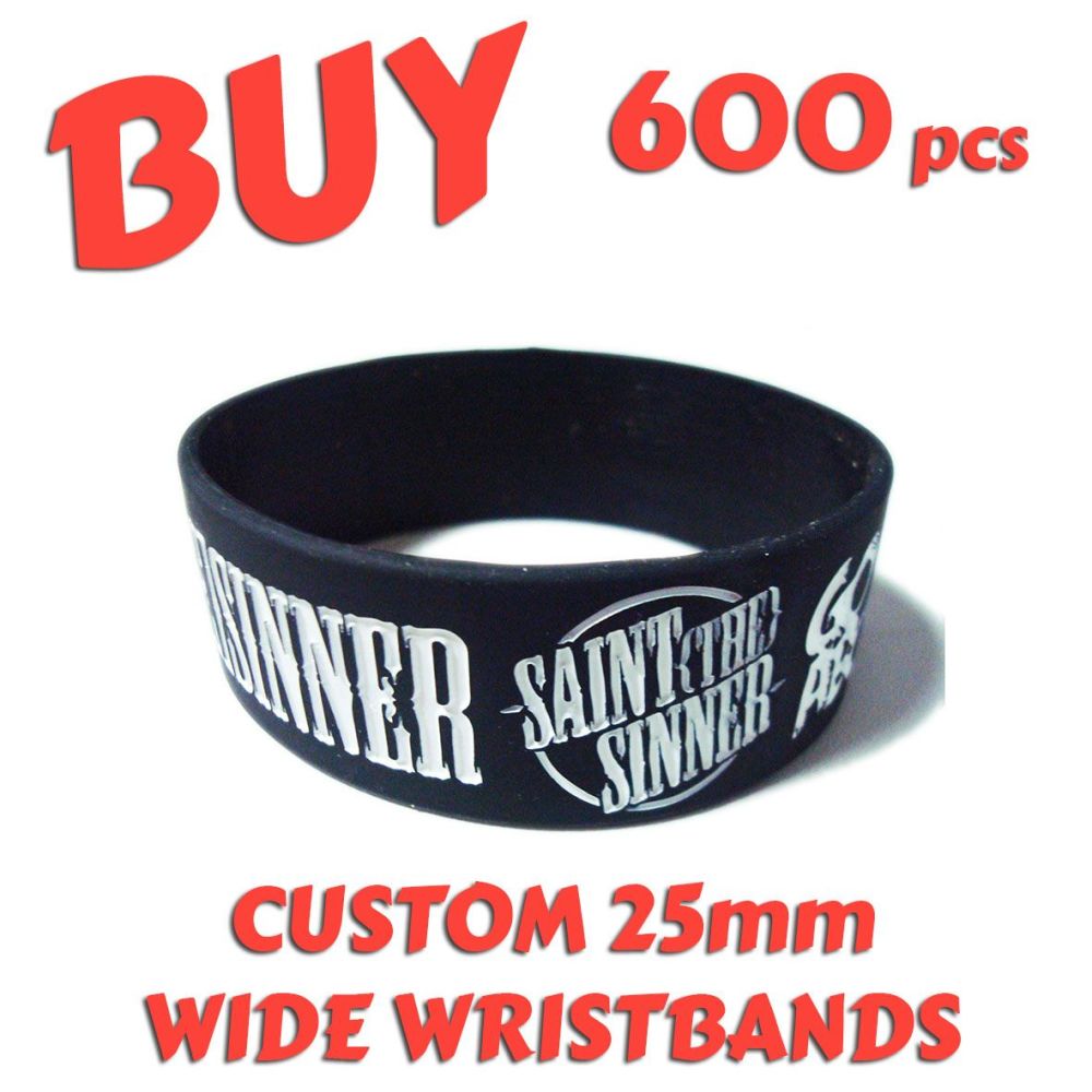 M6) Custom Printed 25mm Wristbands x 600 pcs