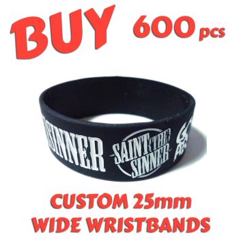M6) Custom Printed 25mm Wristbands x 600 pcs
