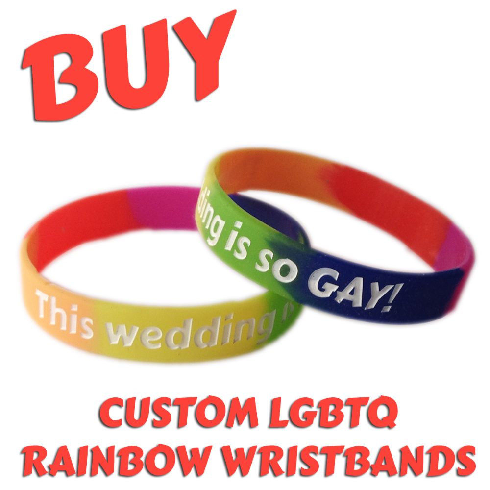 B1) Customisable 12mm Rainbow LGBTQ Wristbands