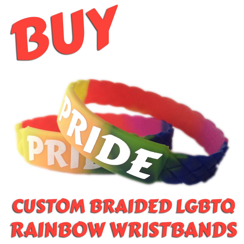 B2) Customisable Braided Rainbow LGBTQ Wristbands