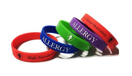 Allergy School Lunch Wristbands - Custom Printed Wristbands by Promo-Bands.
