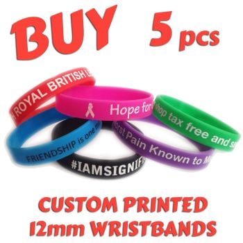 R1) Custom Printed Silicone Wristbands x 5 pcs