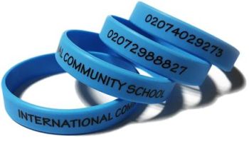 International Community School - Custom Printed School Trip Wristbands by S