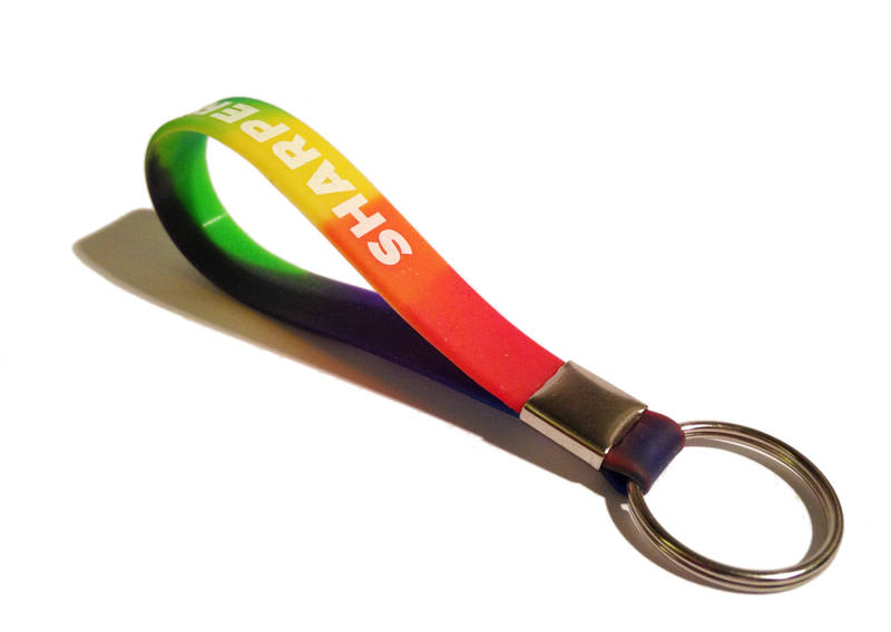 Printed Silicone Keyrings - multi-coloured - www.promo-bands.co.uk.