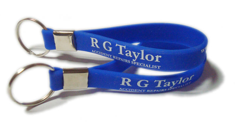 Silicone Keyrings for R G Taylor keyrings by www.Promo-Bands.co.uk