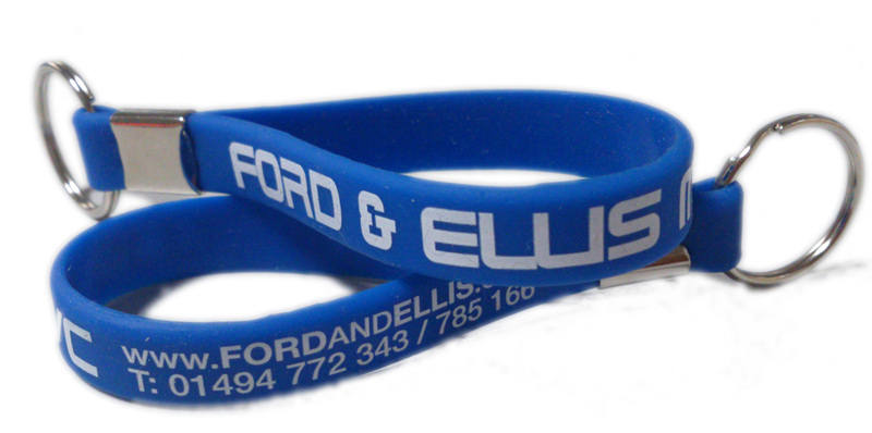 Ford & Ellis silicone keyrings - www.promo-bands.co.uk