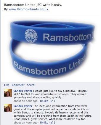 Customer comments - Ramsbottom United FC - for www.promo-bands.co.uk