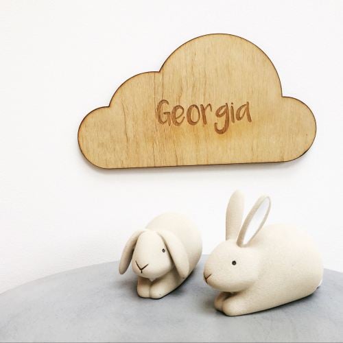 Personalised wooden cloud plaque
