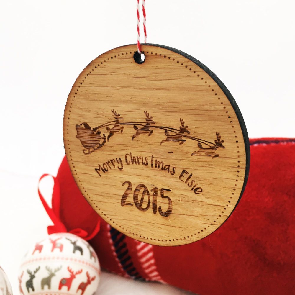 Personalised wooden tree decoration