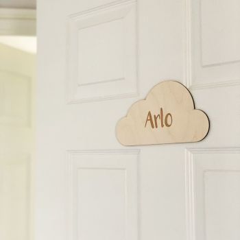Personalised wooden cloud plaque