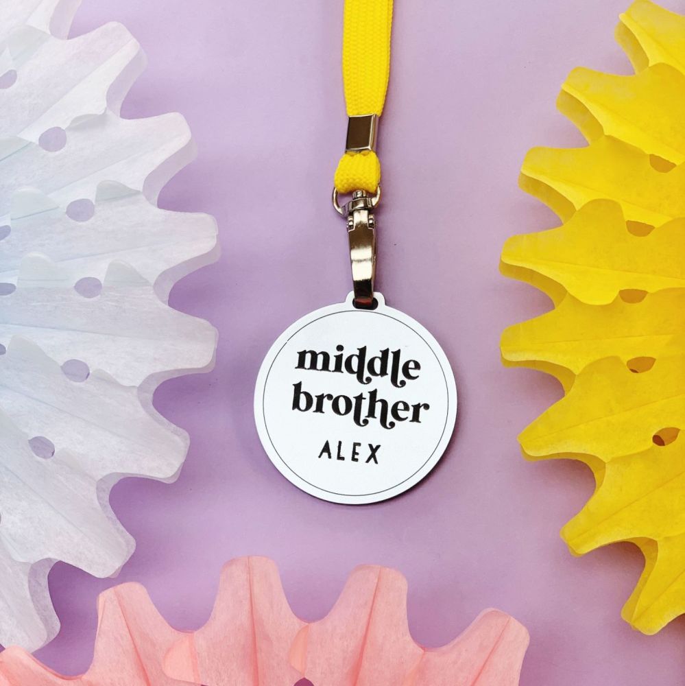 Personalised Middle Brother medal