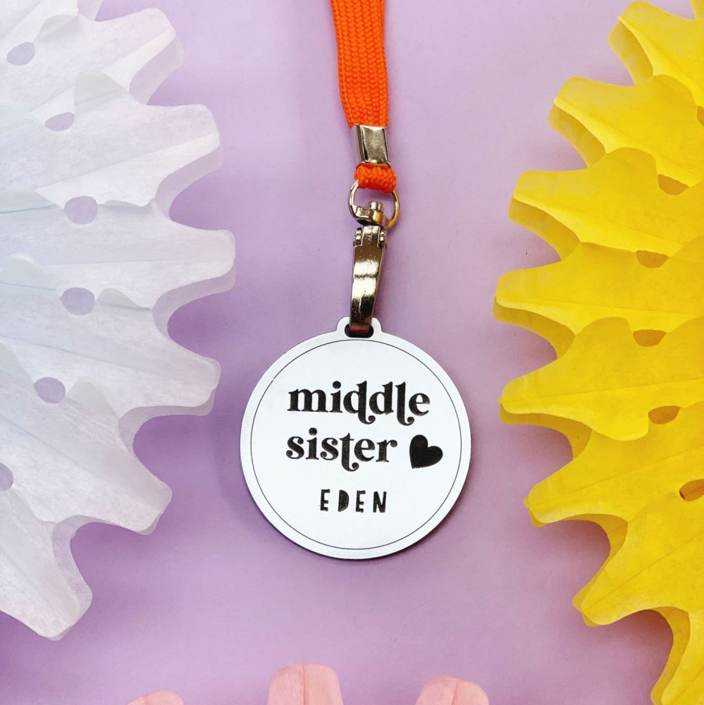 Personalised Middle Sister medal