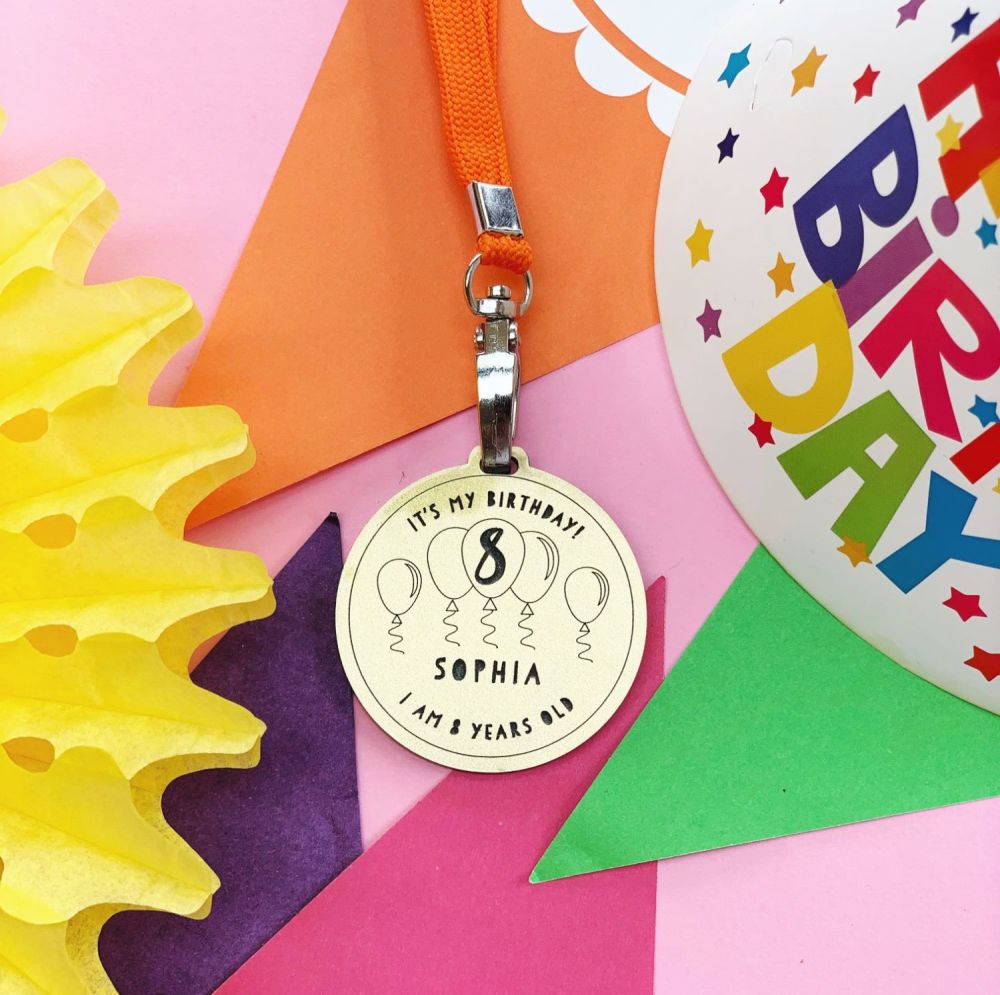 Personalised I am eight today birthday medal