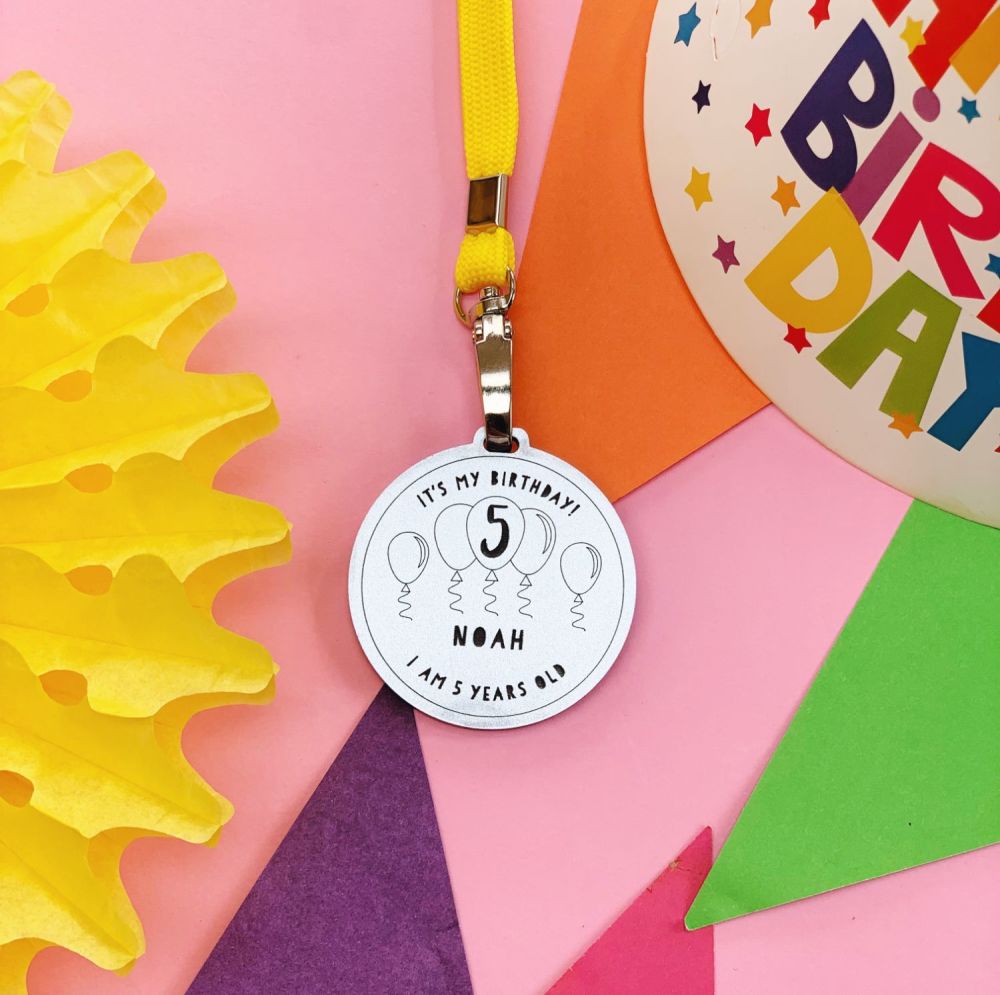 Personalised I am five today birthday medal
