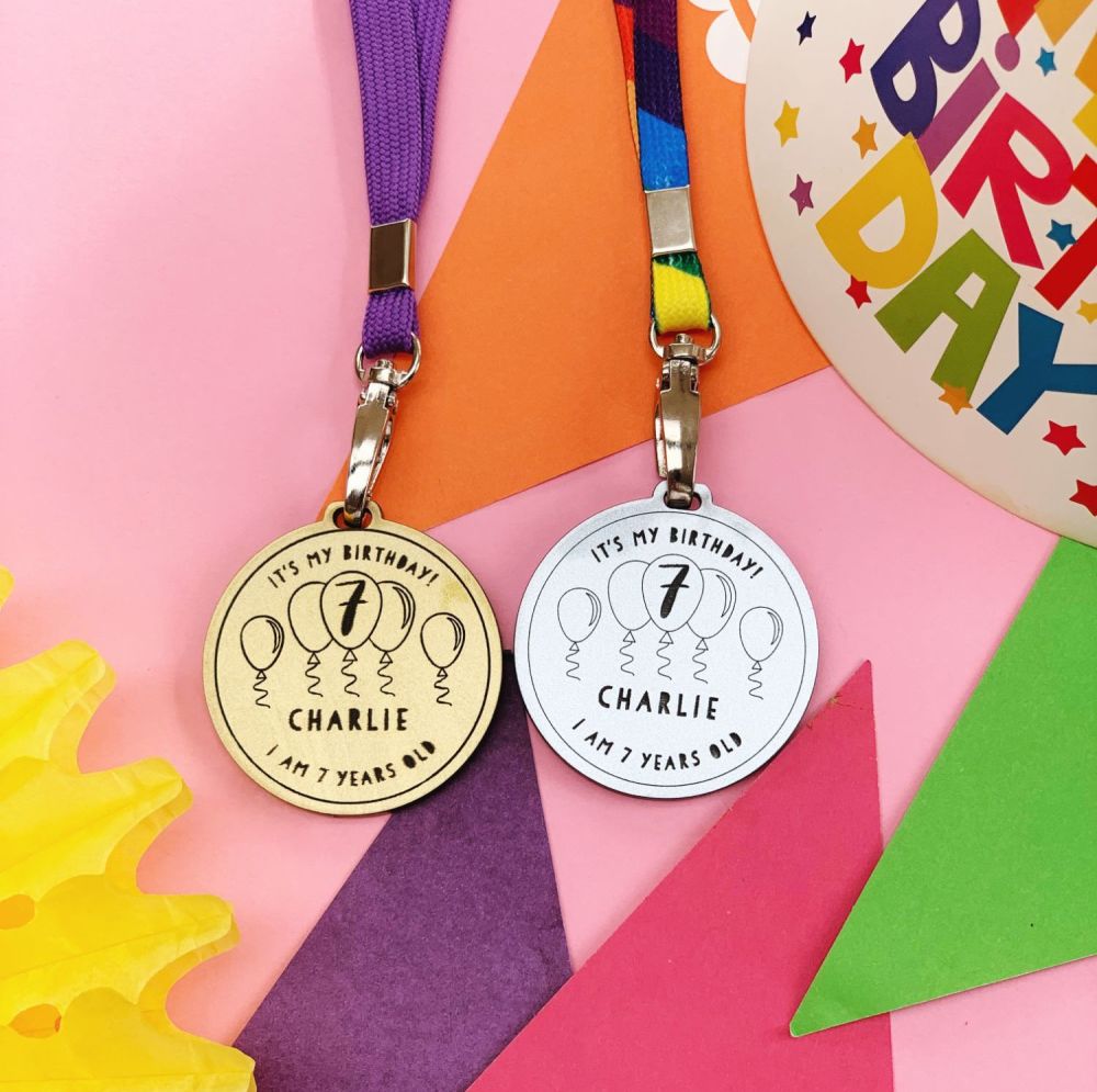 Personalised I am seven today birthday medal