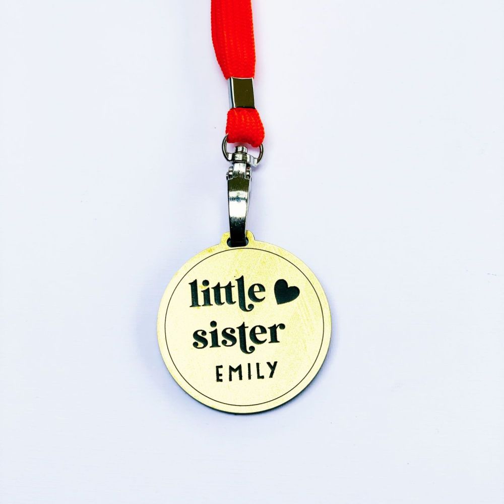 Personalised Little Sister medal