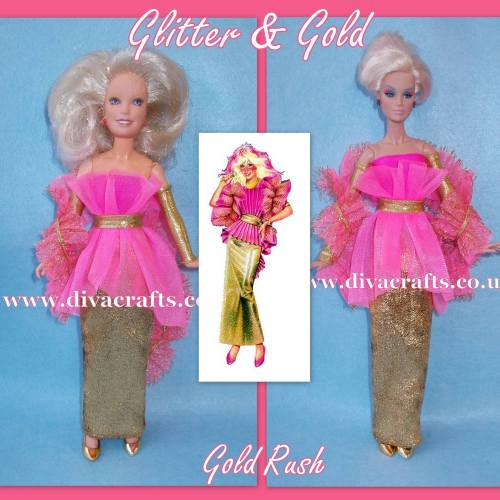 jem - glitter and gold gold rush outfit jem doll clothes cazjar diva crafts