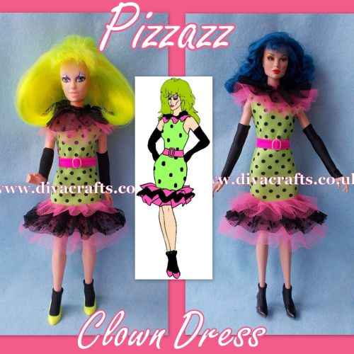 pizzazz - clown dress outfit jem doll clothes cazjar
